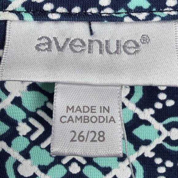 Womens Avenue Tunic Top Blue Teal Geo Print Sz 26 28 Boho Stretch - Picture 2 of 8